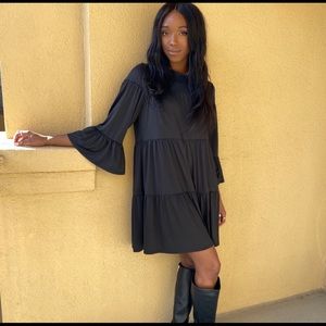Agnes & Dora Black Holiday Tunic Ruffle Dress